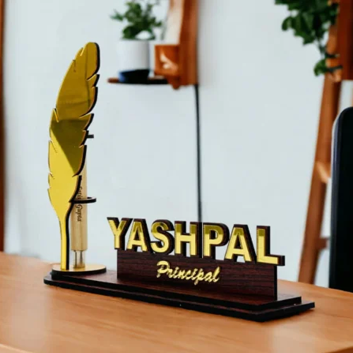 Personalized Pen Holder Desk Name Plate with Pen